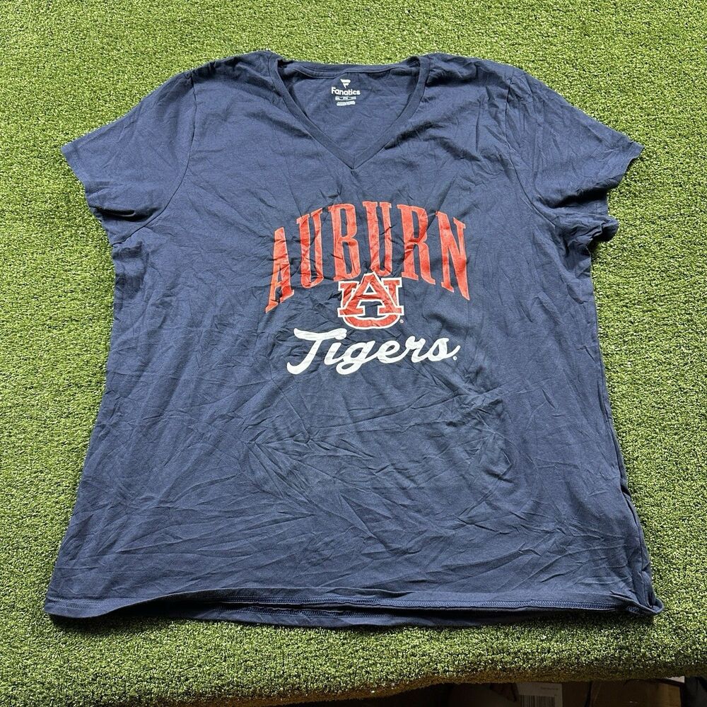 Auburn Tigers Fanatics Women's 2XL Navy V-Neck T-Shirt NWOT ncss